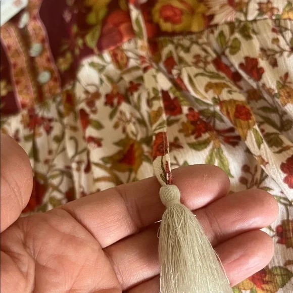 Arnhem Orange Burgundy and Cream Floral Blouse - Picture 6 of 10